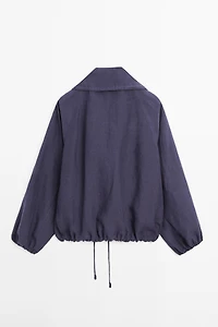 100% linen bomber jacket with collar detail