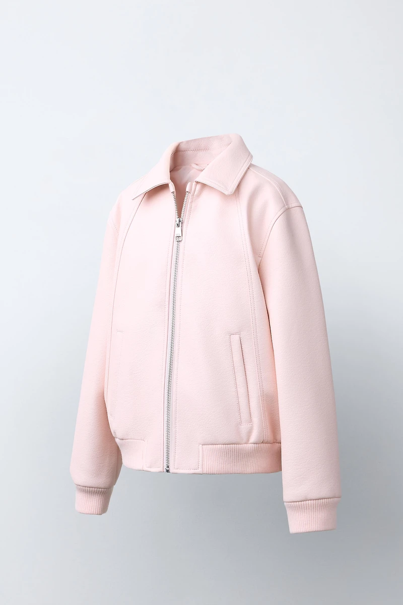 FAUX LEATHER BOMBER JACKET