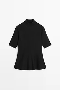Peplum detail knit top