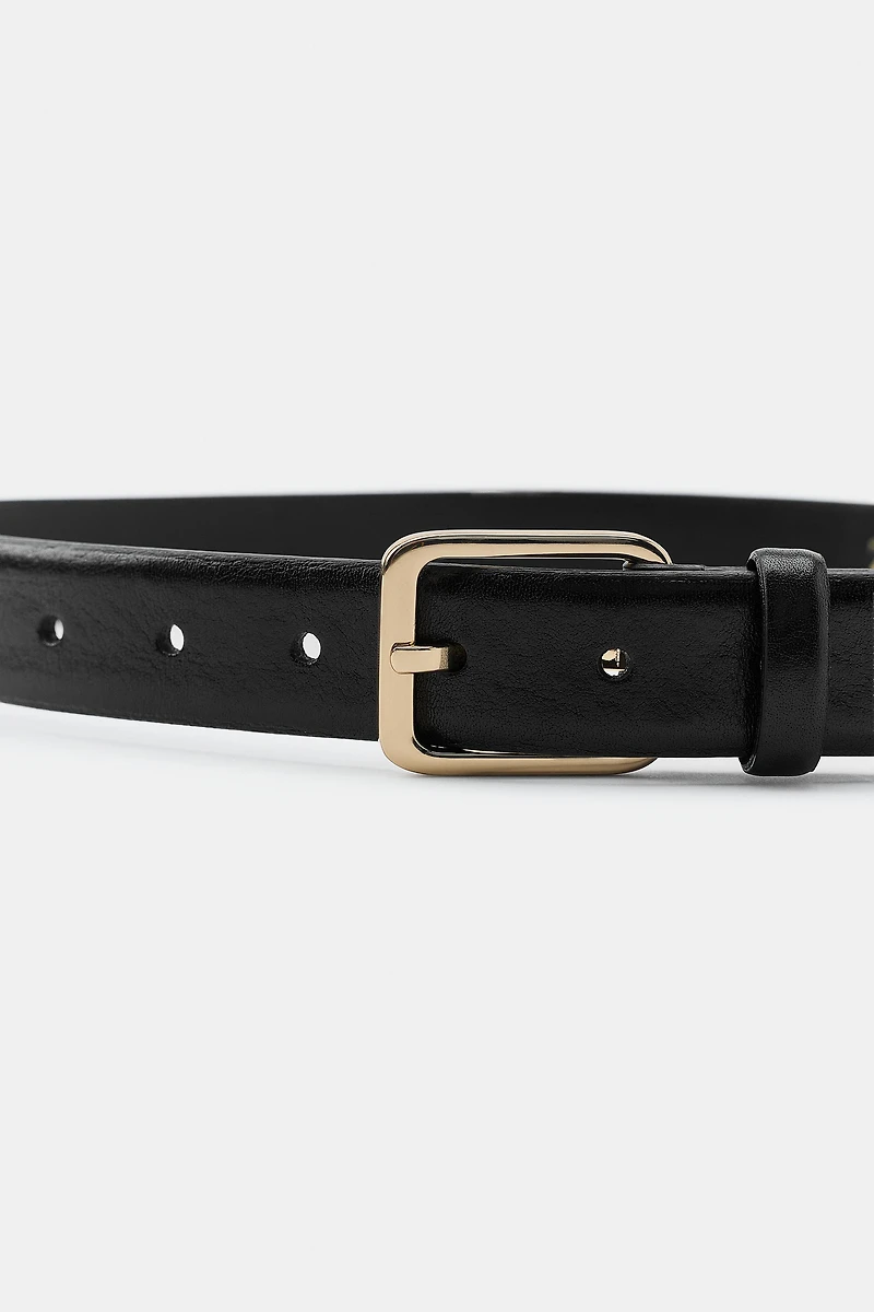 100% LEATHER BELT WITH SQUARE BUCKLE