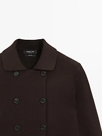 100% cotton double-breasted knit cardigan