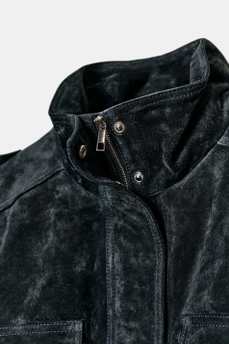 100% SUEDE LEATHER JACKET WITH POCKETS