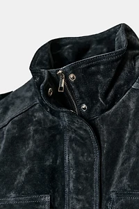 100% SUEDE LEATHER JACKET WITH POCKETS