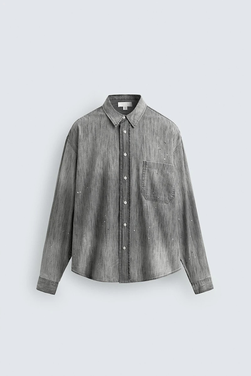 SPLASH-WASHED DENIM SHIRT