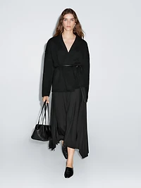 Asymmetric box pleat skirt