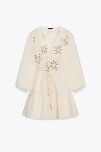 EMBROIDERED TEXTURED DRESS