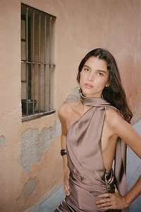 TOP SATINÉ HALTER FOULARD