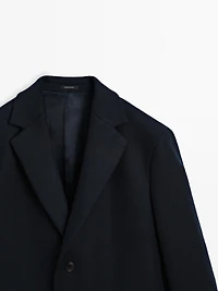 Manteau long à revers 100 % laine