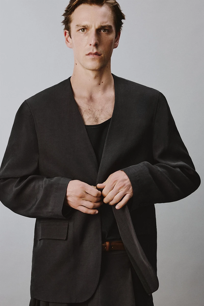 VESTE DE COSTUME SANS REVERS COUPE DÉCONTRACTÉE