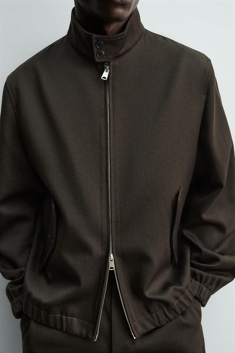 BLOUSON STRUCTURÉ EN LAINE ET COTON