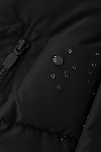 LONG FEATHER AND DOWN WATER REPELLENT WIND RESISTANT PUFFER COAT