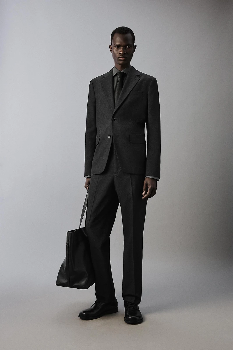 PLAID TEXTURED SUIT PANTS