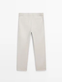Linen blend tapered fit trousers