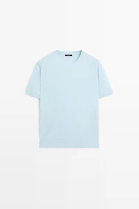 Short-sleeve fine-knit sweater