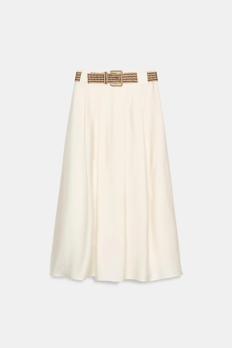 BRAIDED BELT MIDI SKIRT
