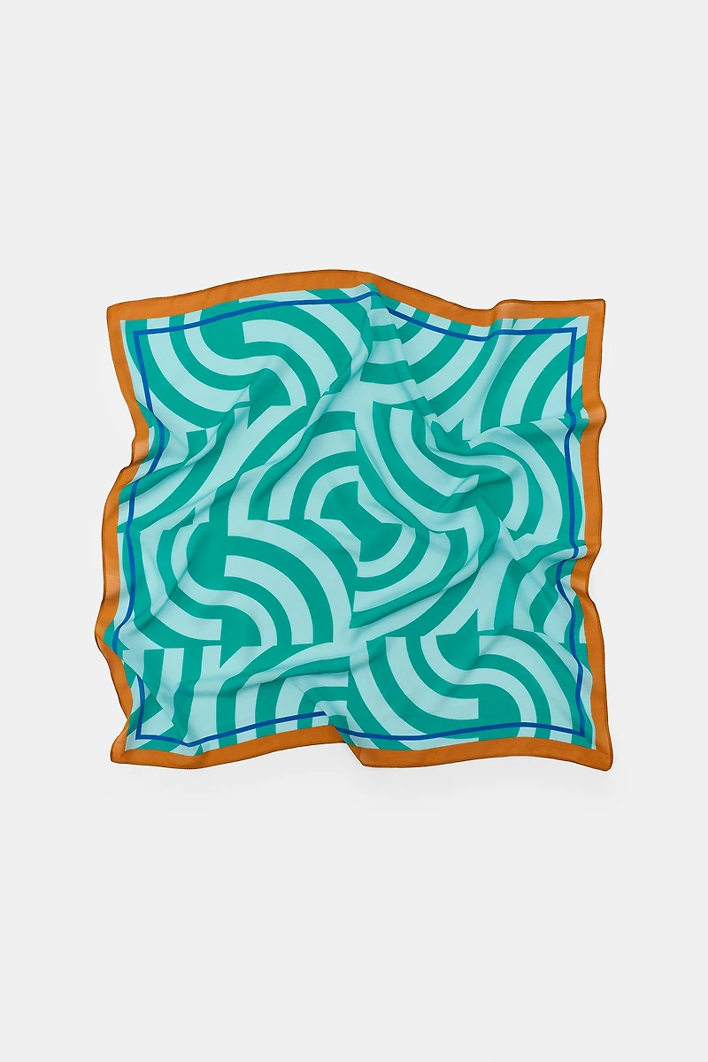 WAVE PRINT SILK SCARF