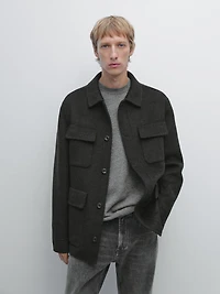 Wool blend jacket with pockets