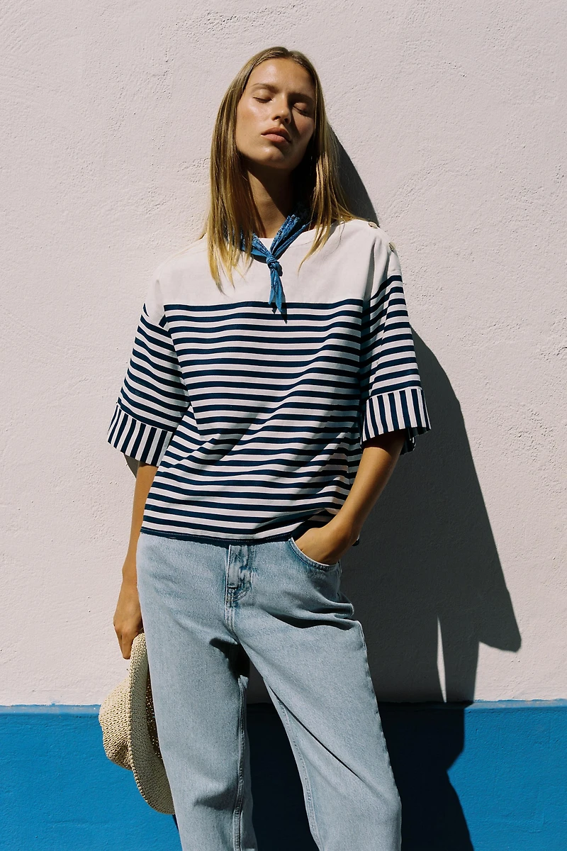 CHEMISE À RAYURES AVEC LIN