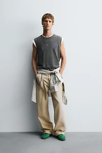 PRINTED WASHED KNIT TANK TOP