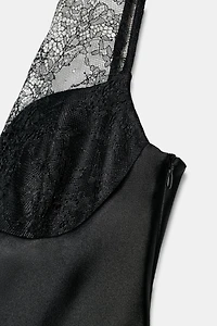 SATIN EFFECT LACE TOP