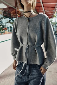 DRAWSTRING KNIT JUMPER