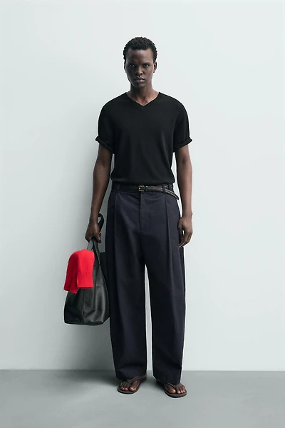 PANTALON STRUCTURÉ EN COTON ET LIN