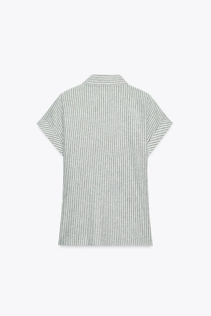 KNOTTED STRIPED LINEN SHIRT