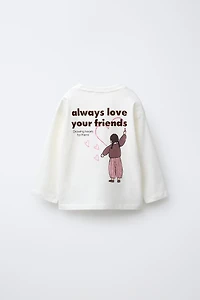 FLOCKED TEXT T-SHIRT