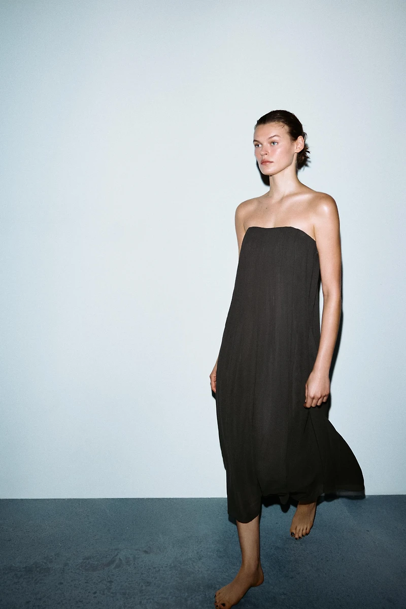 STRAPLESS MIDI DRESS