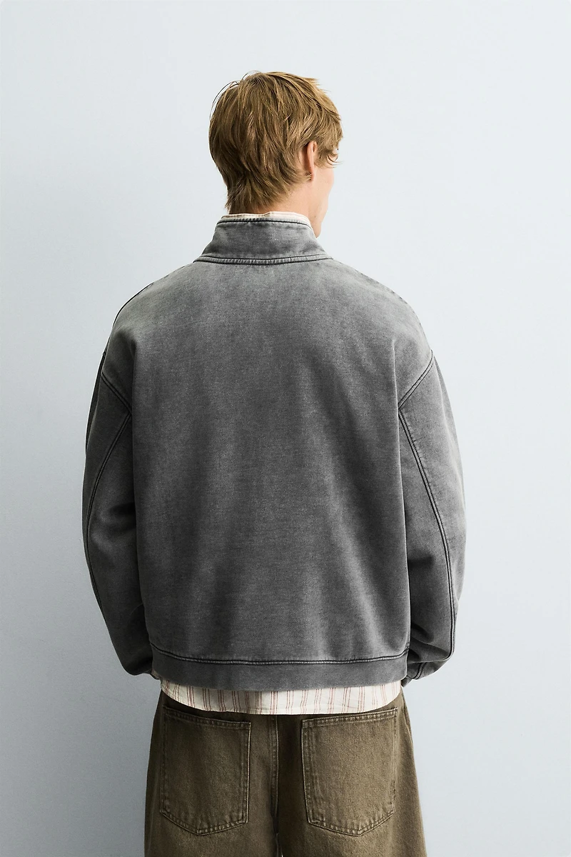 WASHED QUARTER-ZIP SWEATSHIRT