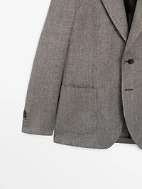 Blazer à chevrons en lin mélangé ajusté