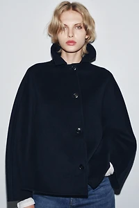 ZW COLLECTION WOOL BLEND FAUX FUR COLLAR JACKET