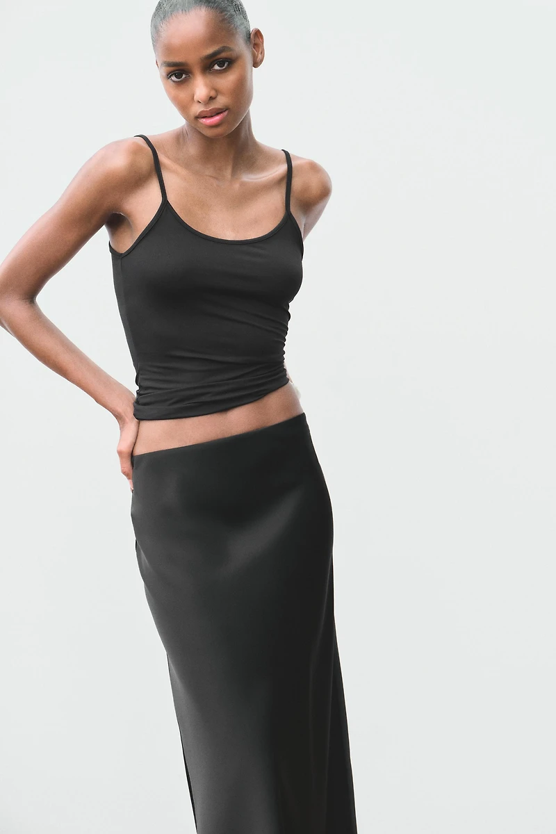 POLKA DOT SATIN EFFECT MIDI SKIRT