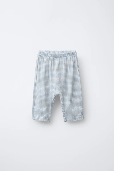 PLAID TEXTURED PANTS