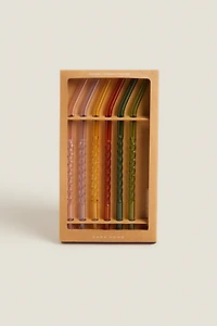COLORED BOROSILICATE GLASS STRAW PACK (PACK OF 6)