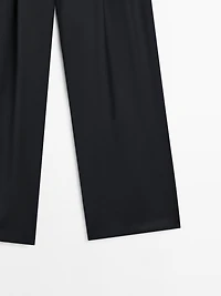 Pantalon plissé 100 % laine extra-fine