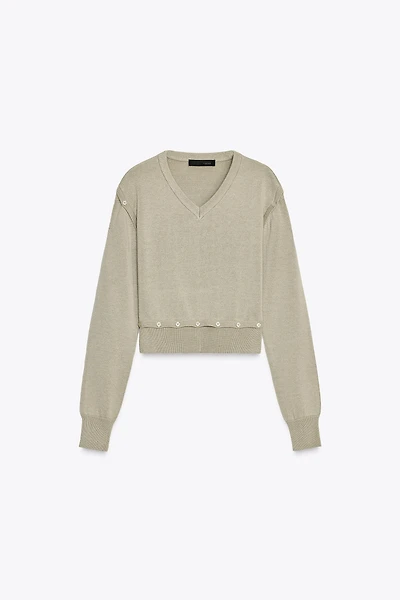 BUTTON KNIT DETACHABLE SWEATER