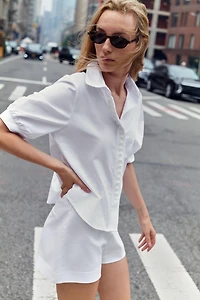 CHEMISE EN POPELINE À PERLES