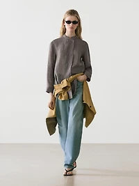 Flowing linen blend shirt with button details