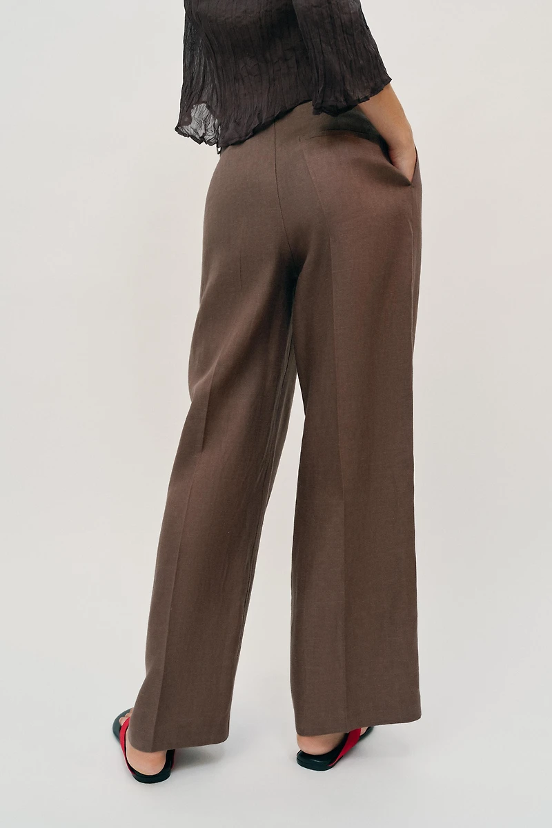 100% LINEN STRAIGHT LEG PANTS