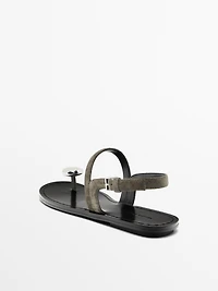 Sandals with metal toe detail