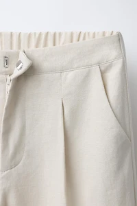 WIDE LEG BEADED PANTS WITH LINEN AND COTTON