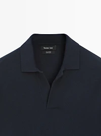 Knit V-neck polo shirt