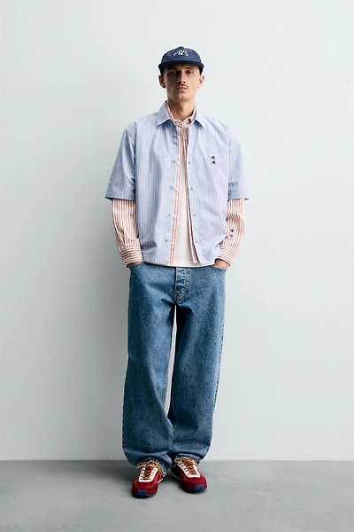 CHEMISE À RAYURES AVEC PIÈCES CHAMPION ® X ZARA
