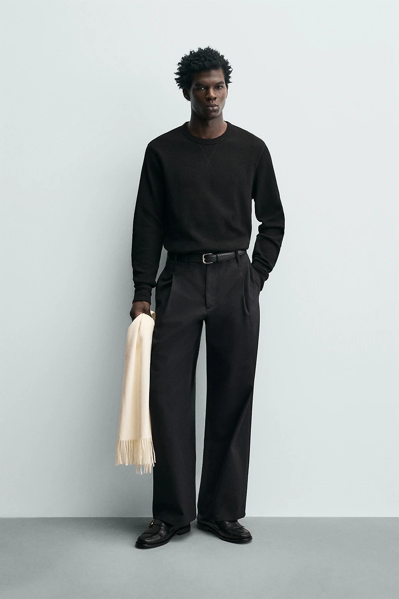 WAFFLE KNIT STRUCTURE T-SHIRT