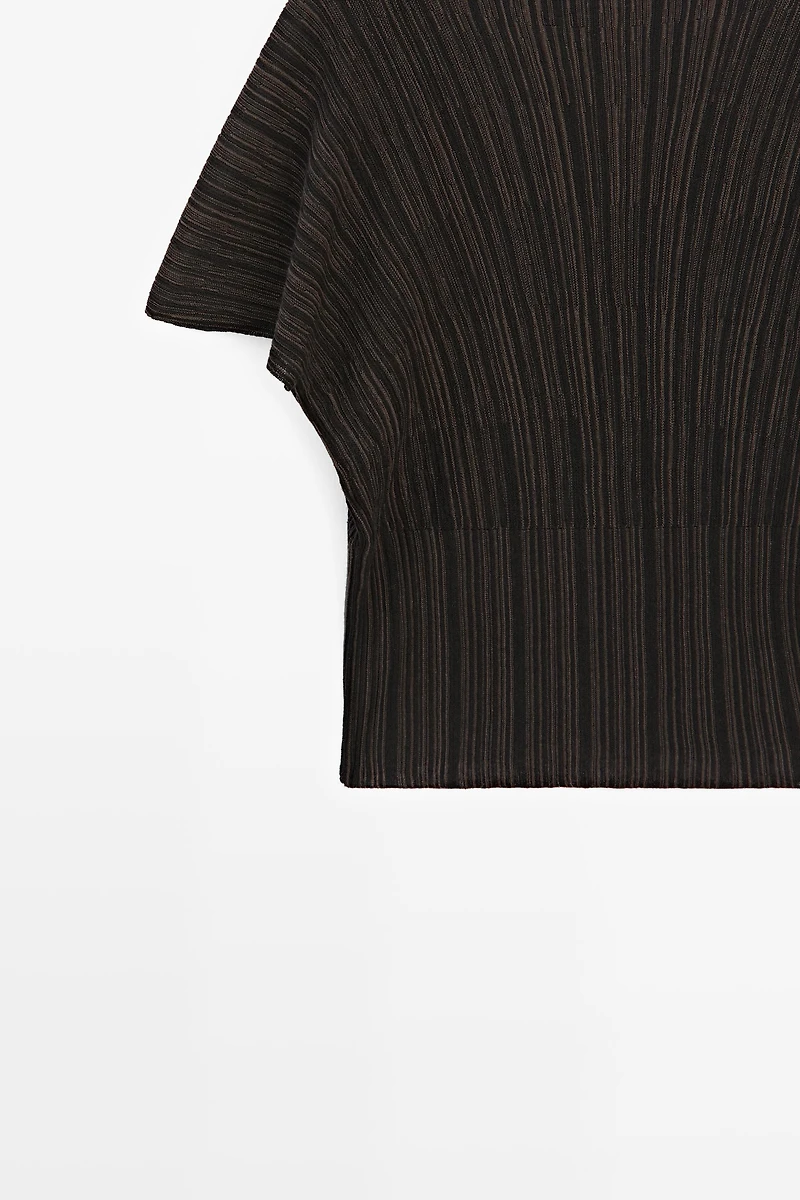 Top plissé total look à rayures