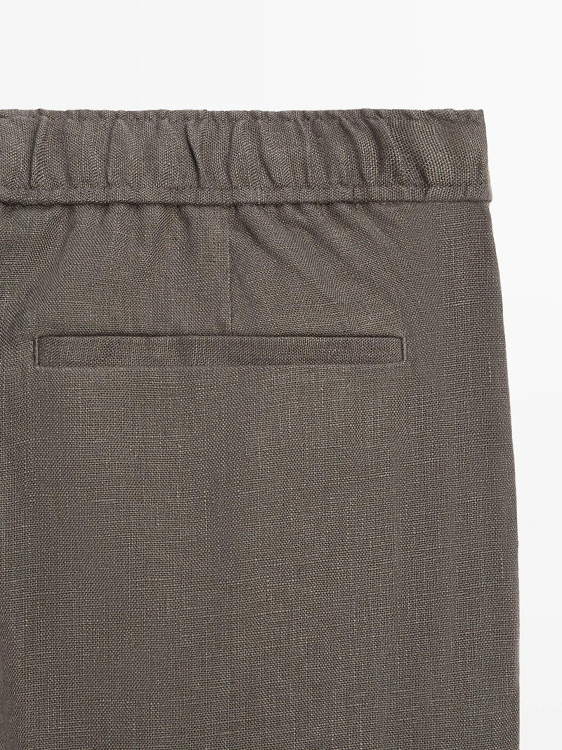 Linen jogger fit trousers