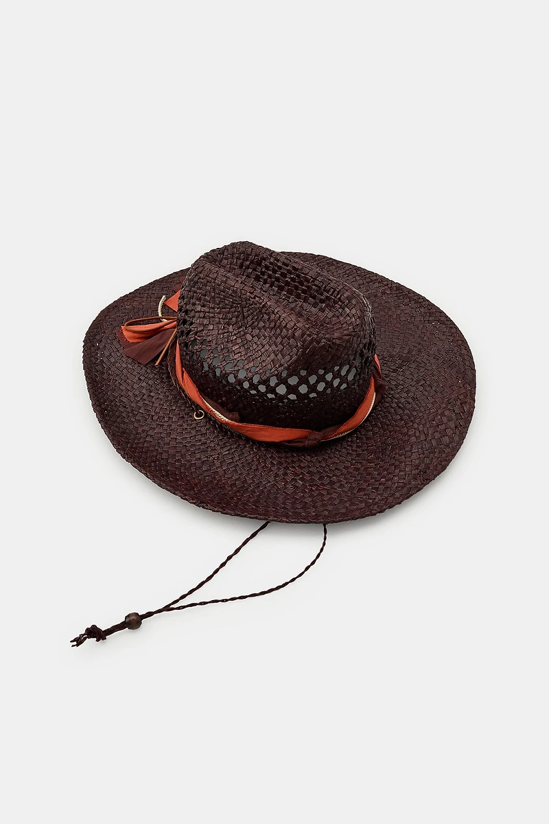 100% RAFFIA BOW HAT