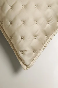 PLAIN SATEEN PILLOW SHAM FOR QUILT WITH KNOTS