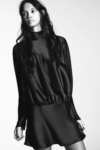 SHORT SATIN FOULARD DRESS